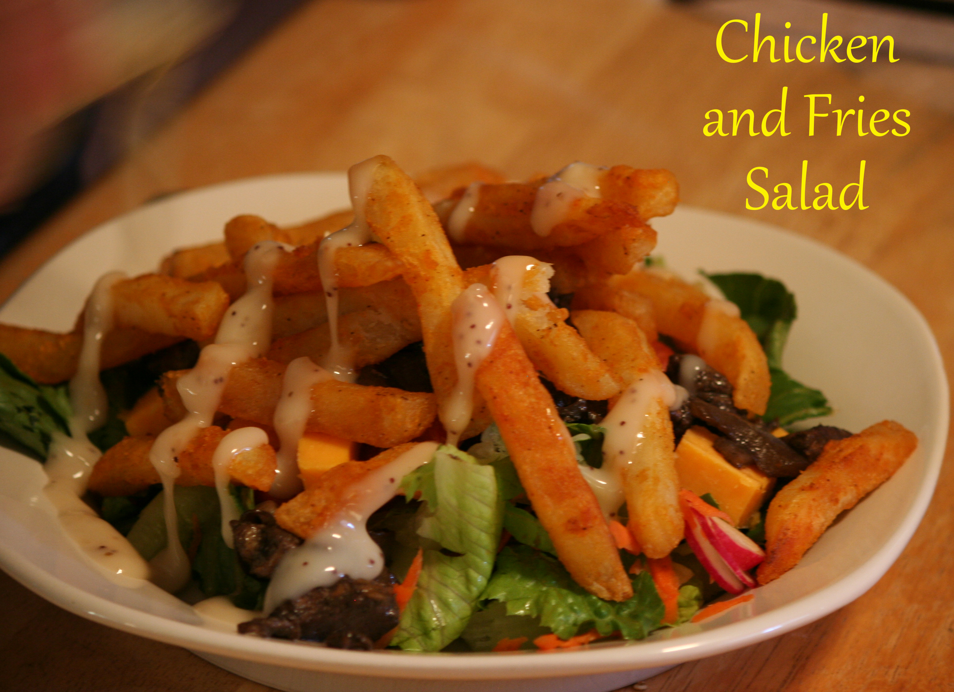 Chicken and Fries Salad ~ LifeOfJoy.me