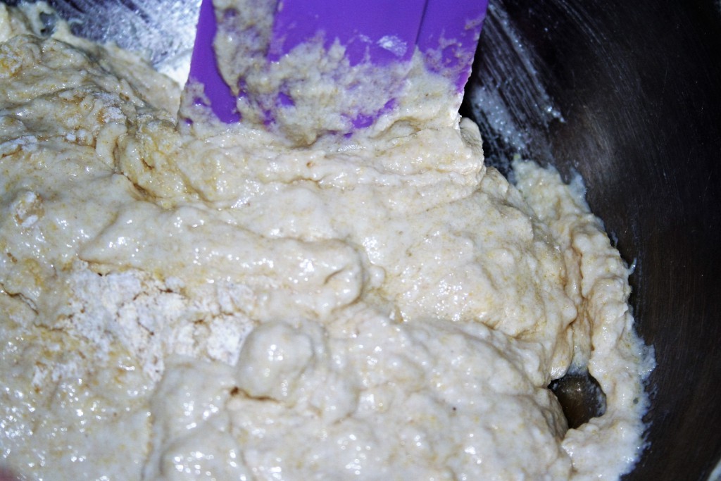 Combined wet and dry ingredients for dough ~ lifeofjoy.me