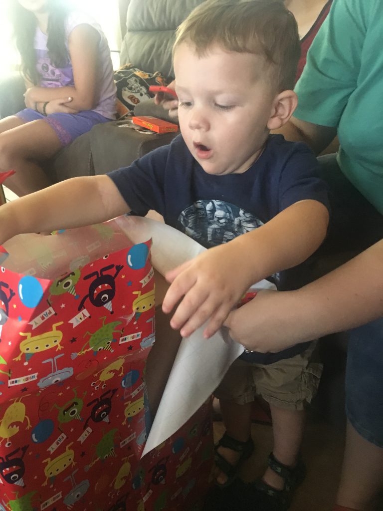 Grandson opening gift ~ Lifeofjoy.me